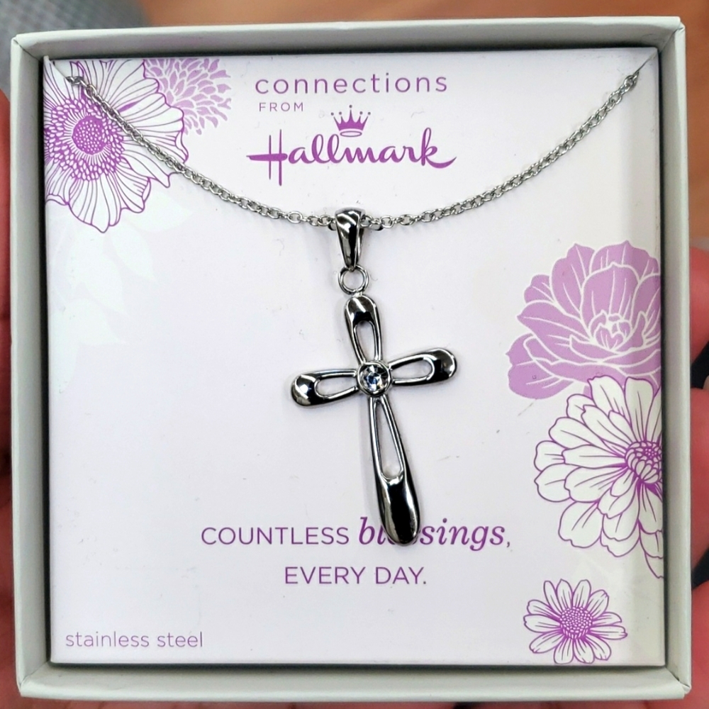 Stainless Steel Crystal Cross Pendant